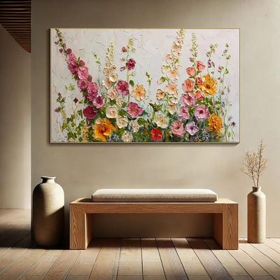 Cuadro Óleo Abstracto Flores Silvestres - Pintura Artesanal con Técnica de Espátula Dorada - Image 3