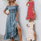 Vestido Casual de Gasa con Estampado Floral y Hombro Descubierto