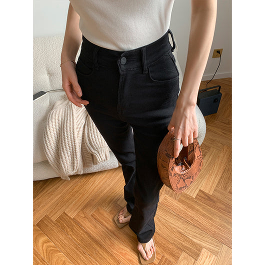 Pantalones Jeans Acampanados Talle Alto Ajustado para Mujer - Image 7
