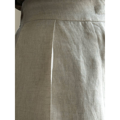 Pantalones Cropped Casual de Lino Tencel Texturado con Cierre Oblicuo - Image 4