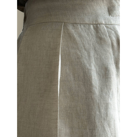 Pantalones Cropped Casual de Lino Tencel Texturado con Cierre Oblicuo - Image 4