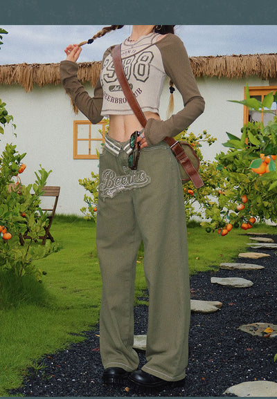 Jeans Rectos Mujer con Parche Bordado American Gothic y Orilla sin Rematar - Image 22