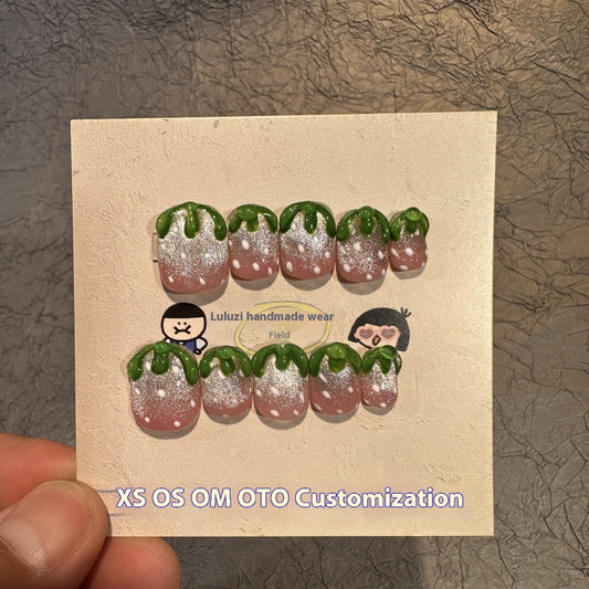 Parches de Uñas Adhesivos Fresa Brillante