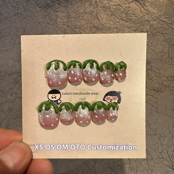 Parches de Uñas Adhesivos Fresa Brillante