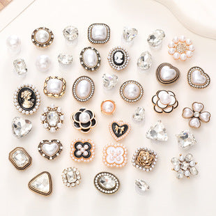Adornos de Cristal Brillante para Zapatos - Accesorios DIY Estilo Clásico con Flor de Perla - Image 107