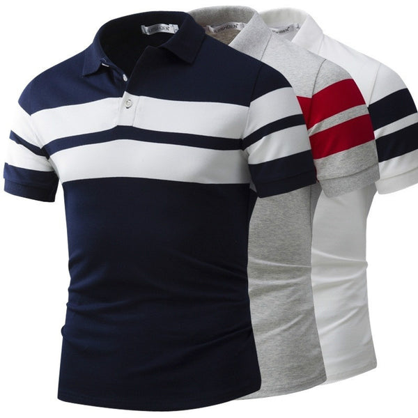 Polo Camiseta Slim Fit a Rayas Manga Corta Estilo Europeo Casual