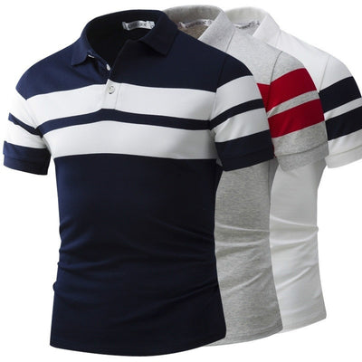 Polo Camiseta Slim Fit a Rayas Manga Corta Estilo Europeo Casual