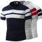 Polo Slim Fit Listrado Manga Curta Estilo Europeu Casual