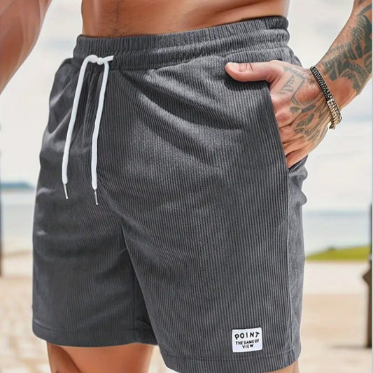Pantalones Cortos de Verano en Pana con Cordón Ajustable para Hombre