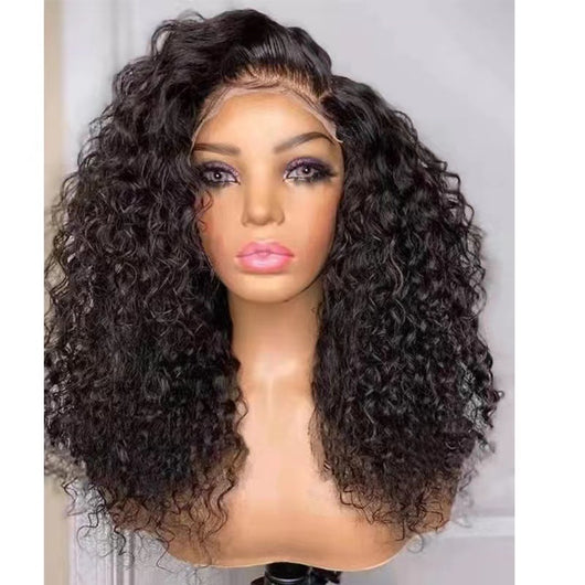 Peluca Rizada Estilo Europeo Encaje Frontal Fibra Sintética Cabello Medio - Image 7