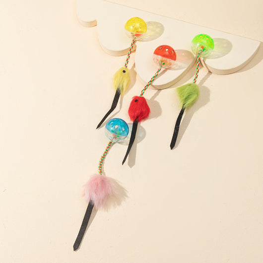 Six colorful plastic bell mesh hollow cat teasing balls in orange, green, red, purple, and pink, each 4cm. - Image 16