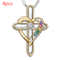 Cross Love Colorful Imitatio Gemstone Pendant Alloy Clavicle Chain Cross love 4PCS
