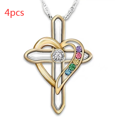 Collar Cruz de Amor con Gemas de Colores - Image 8