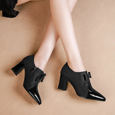 Zapatos de Tacón Alto Punta Fina con Moño y Talón Grueso - Image 9