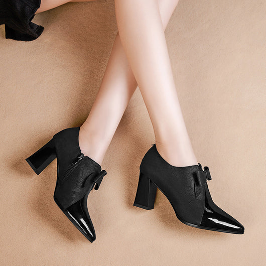 Zapatos de Tacón Alto Punta Fina con Moño y Talón Grueso - Image 9