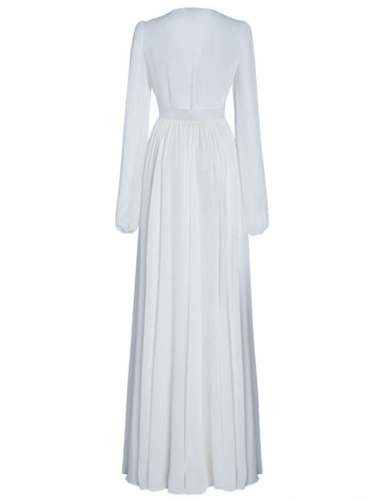 Vestido Blanco Slim Estilo Corte Francés Retro - Image 5