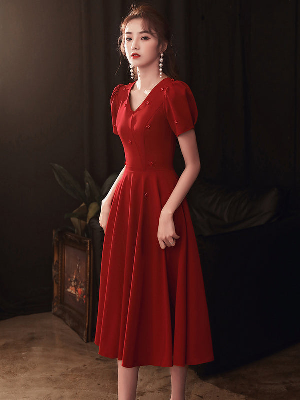 Vestido Rojo Elegante con Espalda Descubierta para Mujer - Image 3