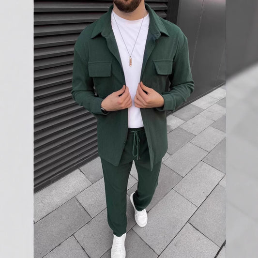 Traje Casual de Pana para Hombre - Camisa y Pantalón Coordinado