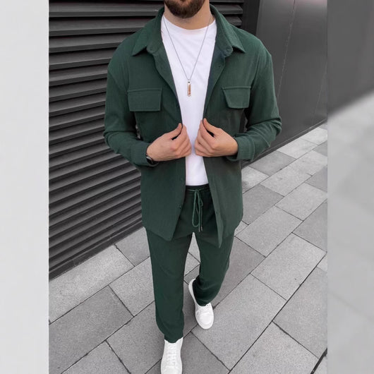 Traje Casual de Pana para Hombre - Camisa y Pantalón Coordinado