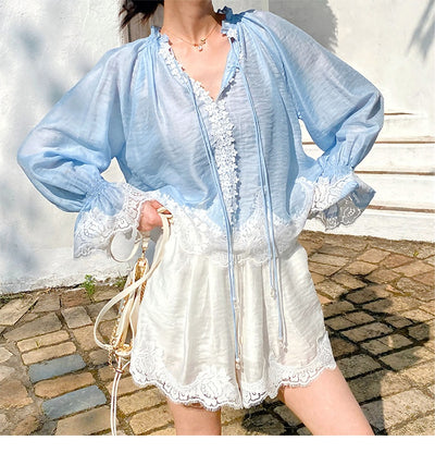 Blusa Diseñadora de Manga Larga Estilo Francia Meridional - Image 8