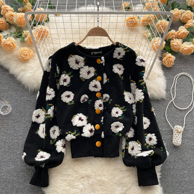 Cardigan Floral Tridimensional Elegante Entallado para Mujer - Image 4