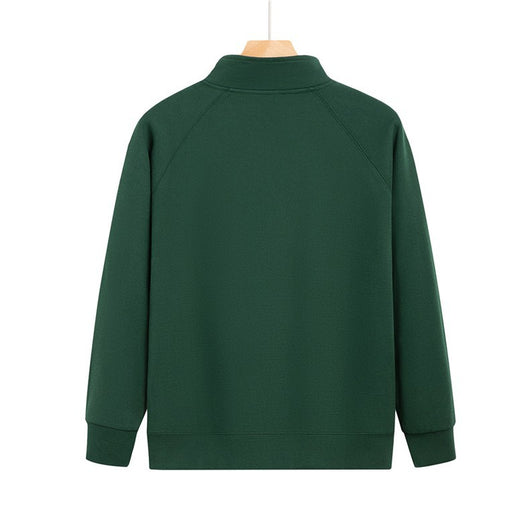 Purple full-zip jacket with a stand-up collar, raglan sleeves, and front pockets, displayed on a hanger. - Image 25