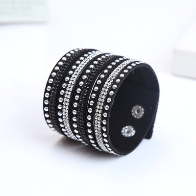 Pulsera de Cuero Flanela con Diamantes Brillantes - Image 5