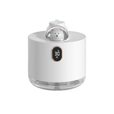 Pink wireless air humidifier with a cute white cat head design, digital display, and transparent water tank. - Image 3