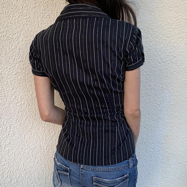 Blusa Rayada Estilo Americano para Mujer