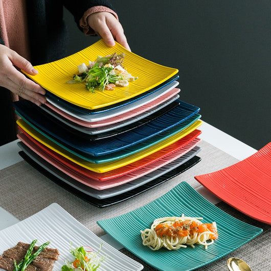 Plato de Cerámica Estilo Nórdico para Carne y Cena