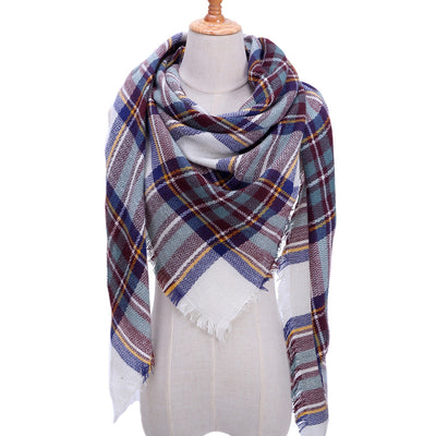 Bufanda de Cashmira Artificial Otoño Invierno Triangular Pareja Cuadros Cálida - Image 20
