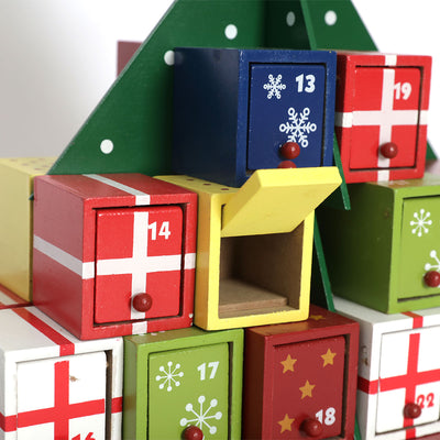 Calendario de Adviento Navideño de Madera con Caja de Dulces y Ornamento - Image 5