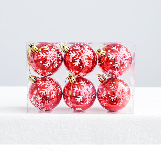 Adorno Navideño Árbol con Bolas Decorativas Pintadas de Copos de Nieve - Image 5