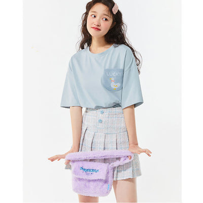 Camiseta Suelta Bicolor de Manga Corta para Mujer - Image 4