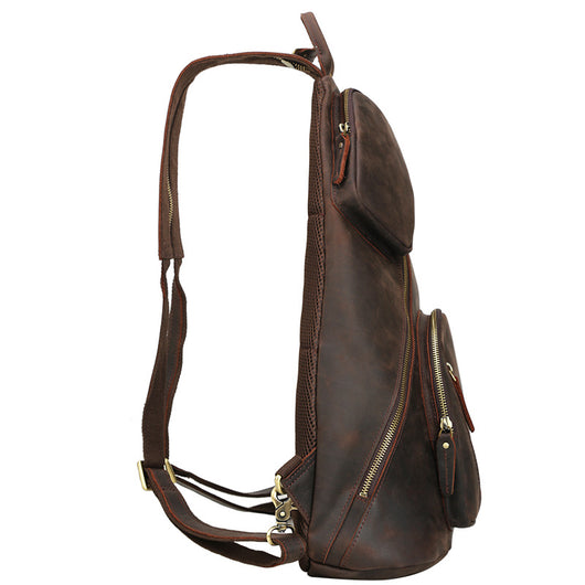 Bolsa Pectoral de Cuero Genuino con Gran Capacidad y Múltiples Compartimentos - Image 2