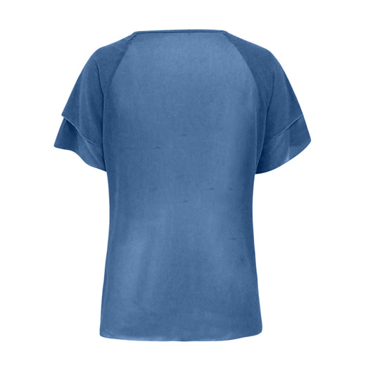Blusa Chifón Mujer Cuello Redondo Capas Superpuestas Manga Corta - Image 13
