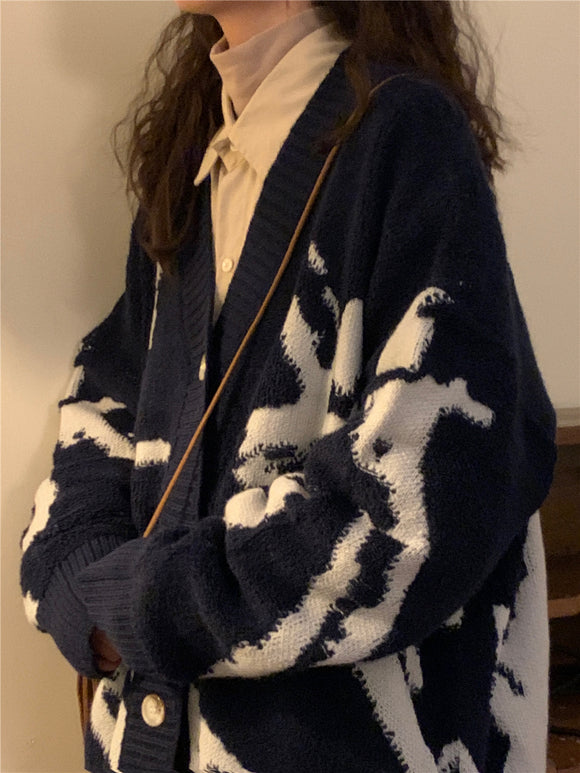 Cardigan Vintage Americano Oversized para Invierno