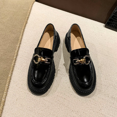 Zapatos de Cuero Estilo Británico con Tacón Grueso para Mujer - Image 3