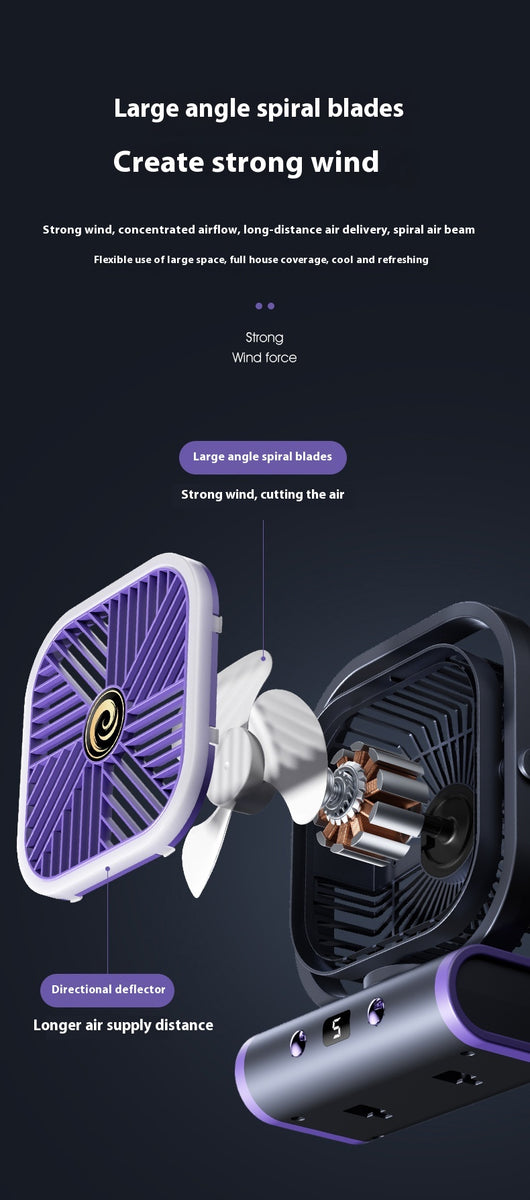 Ventilador de Escritorio Oscilante Recargable de Larga Duración - Image 12