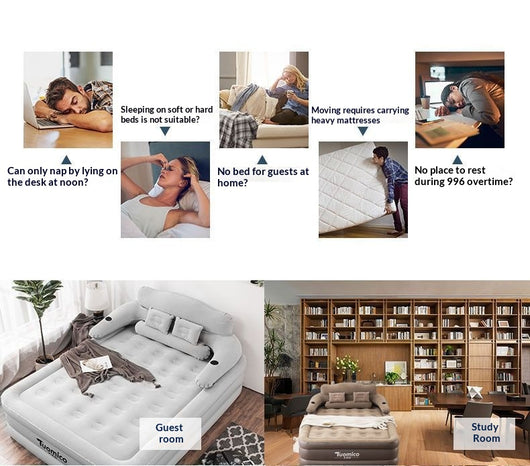 Cama Inflable Portátil con Respaldo Elevado y Acolchado Reforzado - Image 15