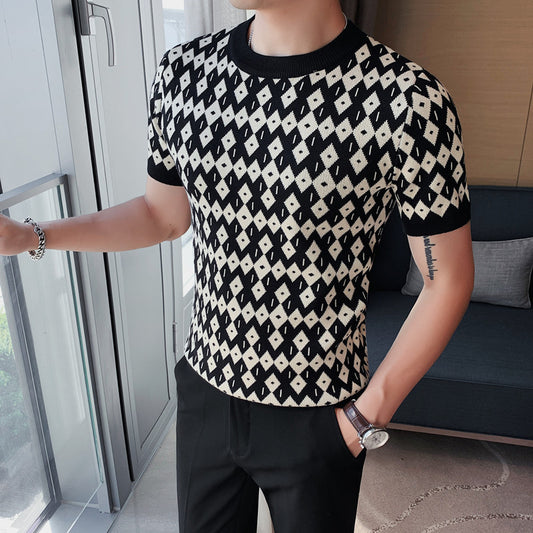Suéter Camiseta Slim Cuello Redondo Transpirable Estilo Coreano Manga Corta