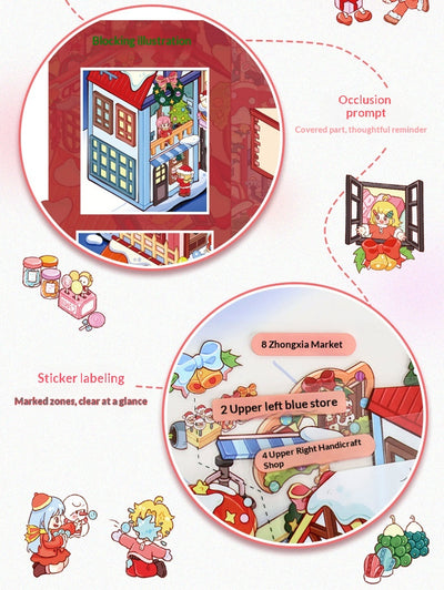 Pegatinas 3D Pueblo Navideño - Escenas Miniatura para Diarios y Scrapbooking - Image 8
