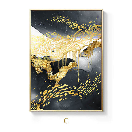 Pósters de Arte Mural Blanco y Negro con Dorado - Image 2