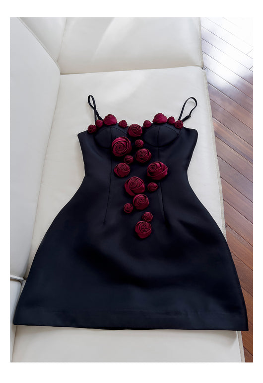 Falda Suspender Estilo Socialité Francesa con Cintura Ajustada y Flores - Image 8