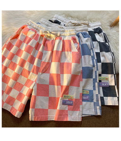 Pantalones Cortos Cuadros Contrastantes Estilo Deportivo Ancho Recto - Image 7