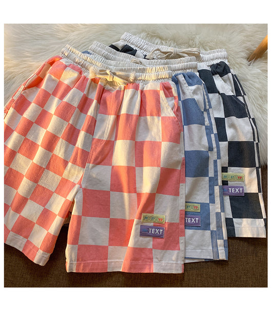 Pantalones Cortos Cuadros Contrastantes Estilo Deportivo Ancho Recto - Image 7