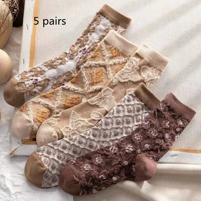 Calcetines de Algodón con Flores en Relieve 3D - Image 10