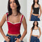 Top Corto Plisado Bicolor Estilo Hot Girl
