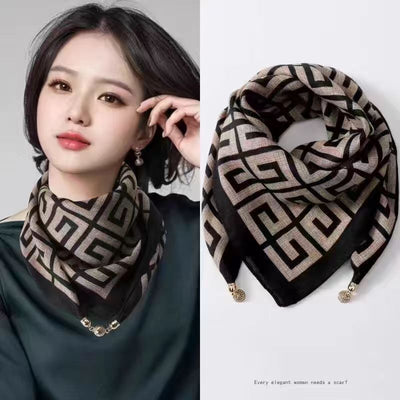 Pañuelo de Seda Cuadrado con Hebilla Magnética para Mujer - Accesorio Invierno - Image 5