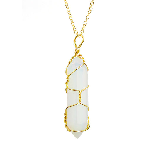 Collar Colgante de Cristal Hexagonal Envuelto a Mano con Piedra Natural - Image 29